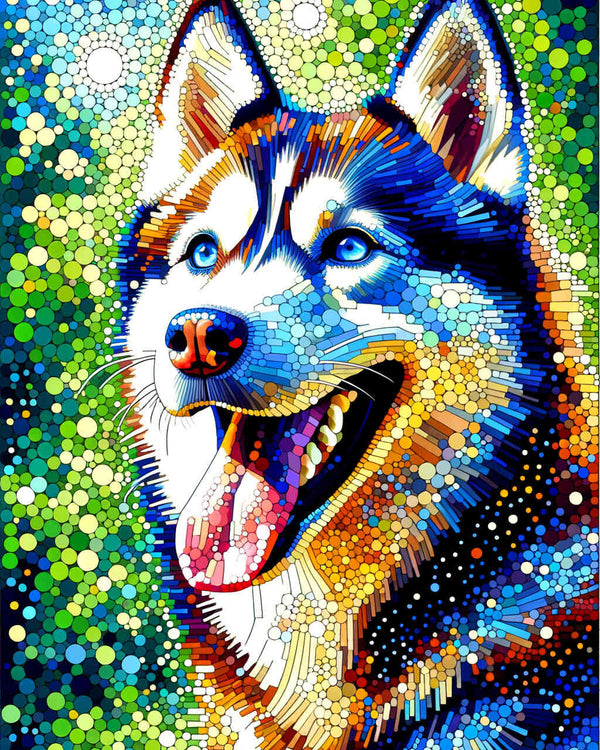 Paint by Numbers - Happy husky, portrait
