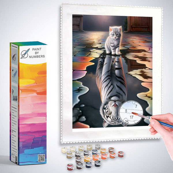 Paint by Numbers - Cat White Tiger Mirror Picture