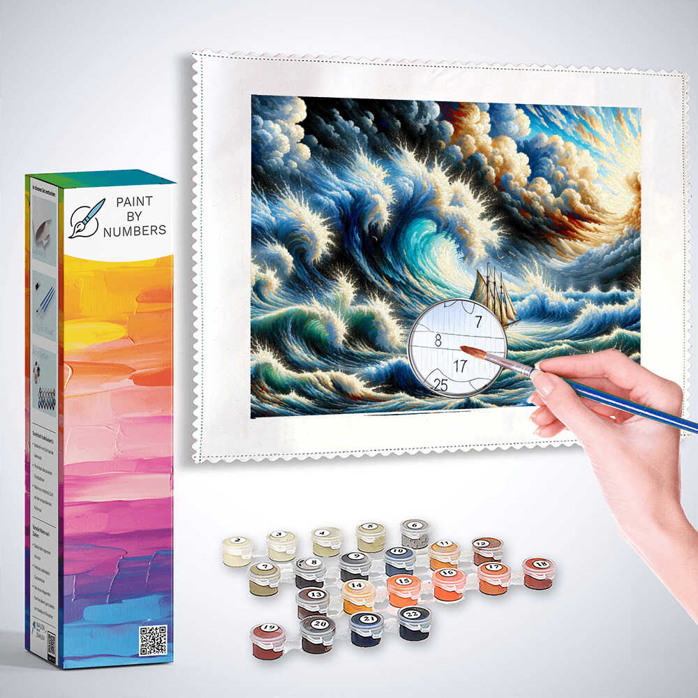 Sailboat, rough sea - Paint by Numbers