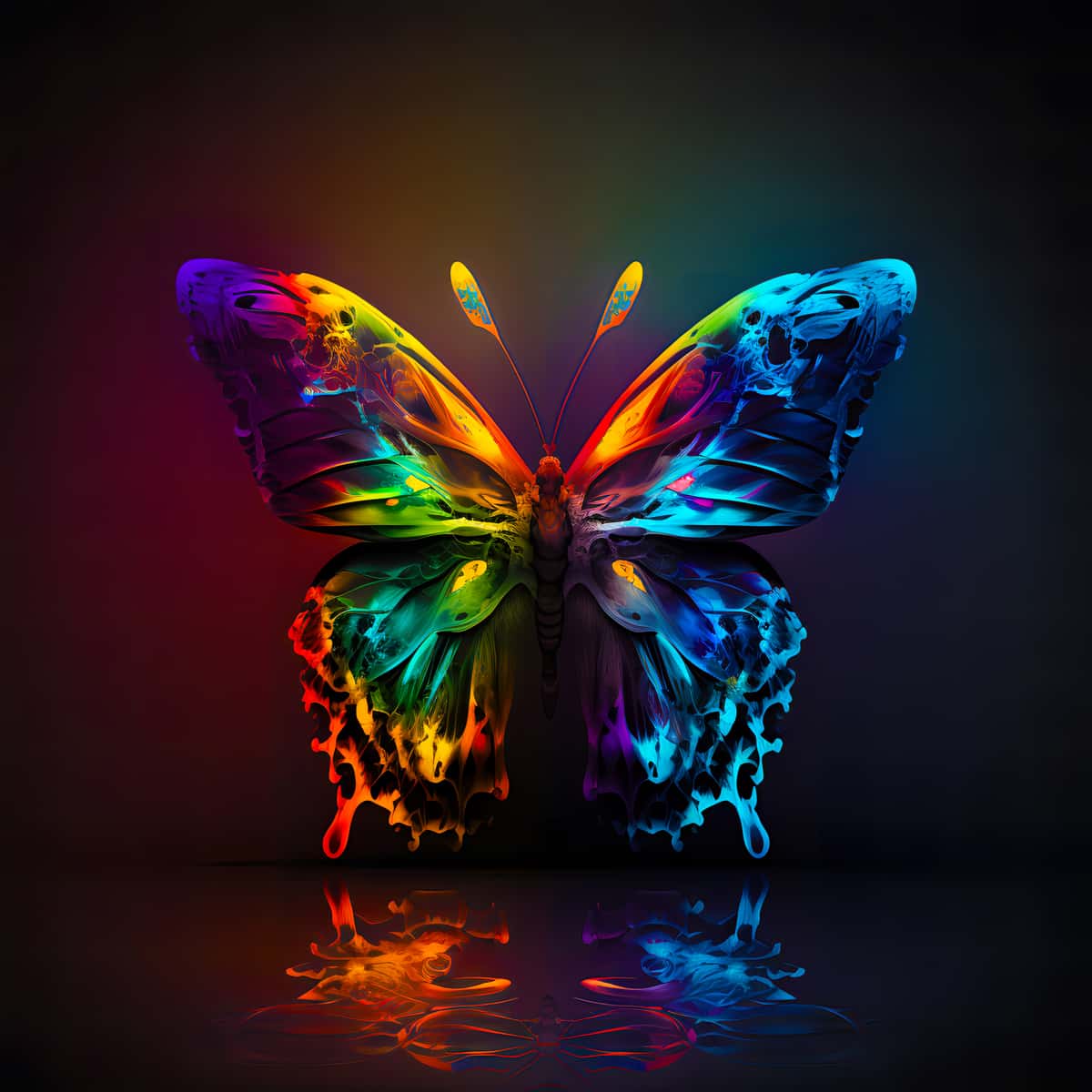 Vibrant AB Diamond Painting - Butterfly Reflect with rainbow colors, paint by numbers kit.