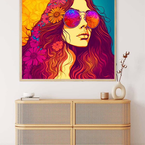 Diamond Painting - Frau mit Sonnenbrille - gedruckt in Ultra-HD - Menschen, Neu eingetroffen, Quadratisch