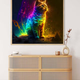 AB Diamond Painting - Neon Cat in Space - Sparkling Diamond Art Kit - Paint by Numbers - Unique Wall Decor Art - Full Canvas Set