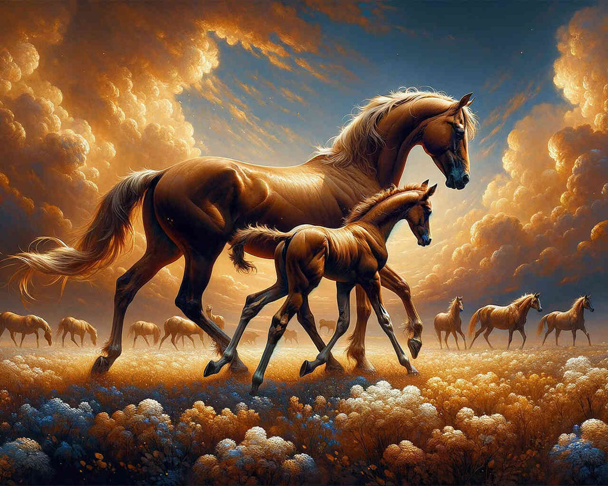 Horse with foal - Paint by Numbers