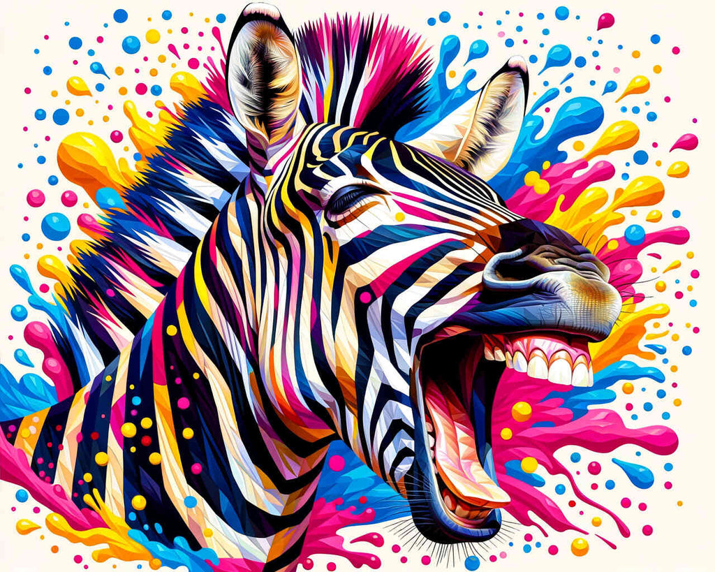 Zebra sideways, laughs - Paint by Numbers
