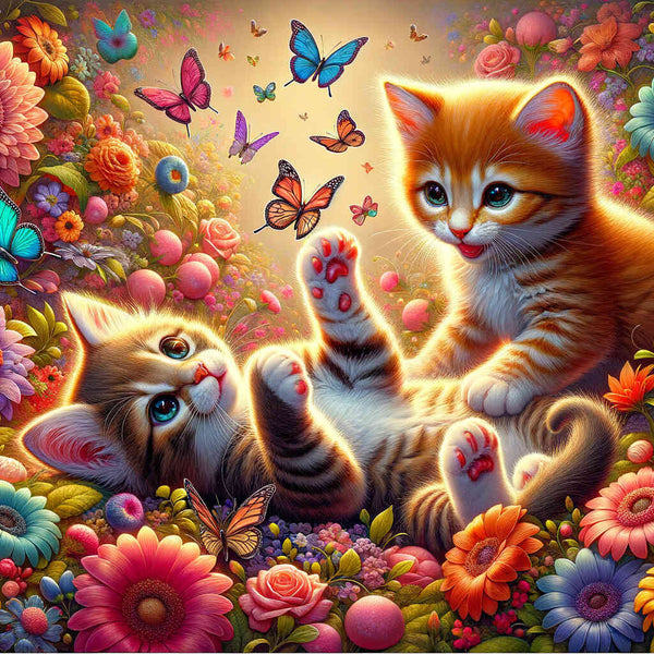 Paint by Numbers - Kitten catch butterfly