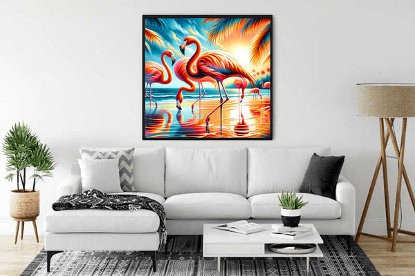 Paint by Numbers - Flamingos by the sea