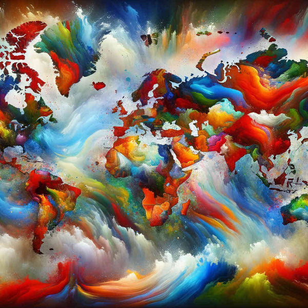 Paint by Numbers - World map, color blots
