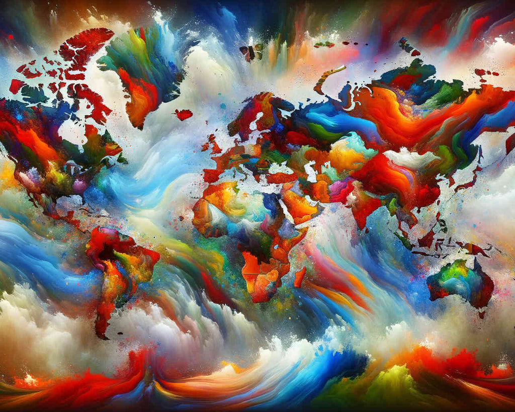 Paint by Numbers - World map, color blots
