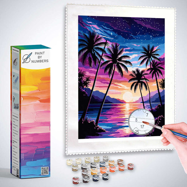 Paint by Numbers - Palms in the Evening Sky