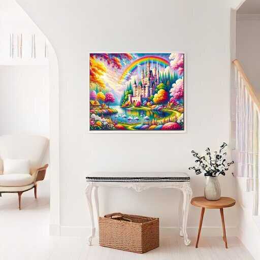 Castle under a rainbow - Paint by Numbers