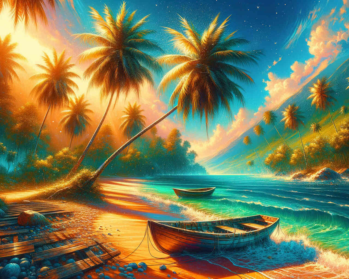 Palm trees on the beach - Paint by Numbers