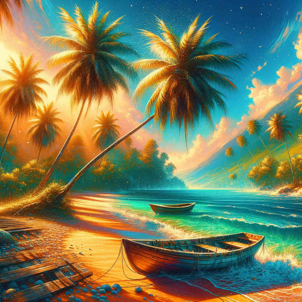 Palm trees on the beach - Paint by Numbers