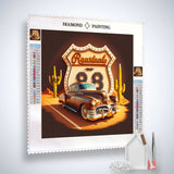 Diamond Painting Kit - Paint by Numbers Times Past on Route 66 with professional canvas and acrylic diamonds