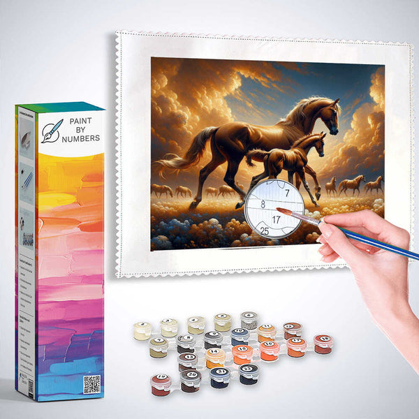 Horse with foal - Paint by Numbers
