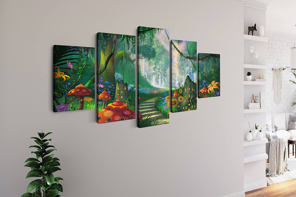 Malen nach Zahlen 5 teilig - Märchenwald, Treppenlandschaft - hochwertige Leinwand - multi5, neue_bilder