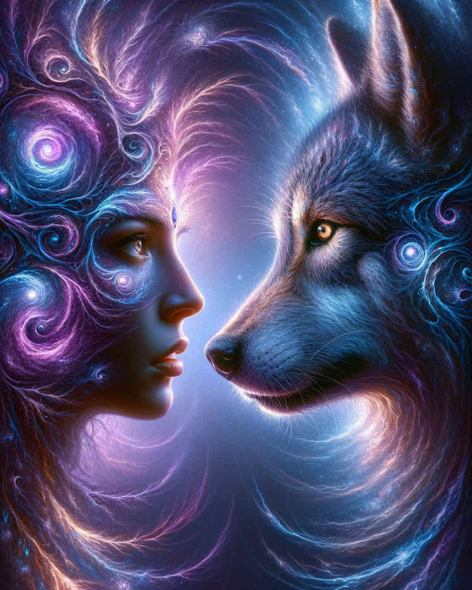 Paint by Numbers - Woman and wolf