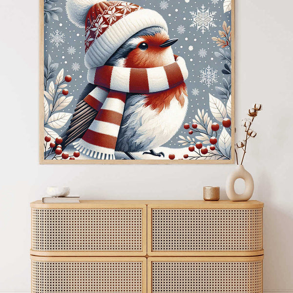 Paint by Numbers - Robin with scarf and cap