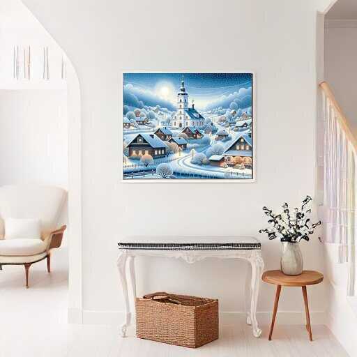 Paint by Numbers - Village in Winter Snow
