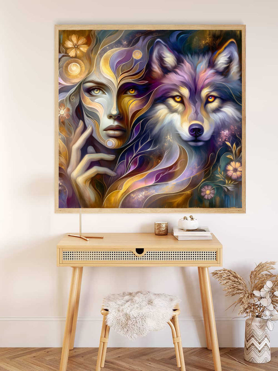 Paint by Numbers - Woman and Wolf Face