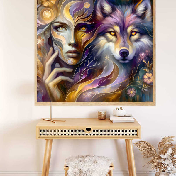 Paint by Numbers - Woman and Wolf Face