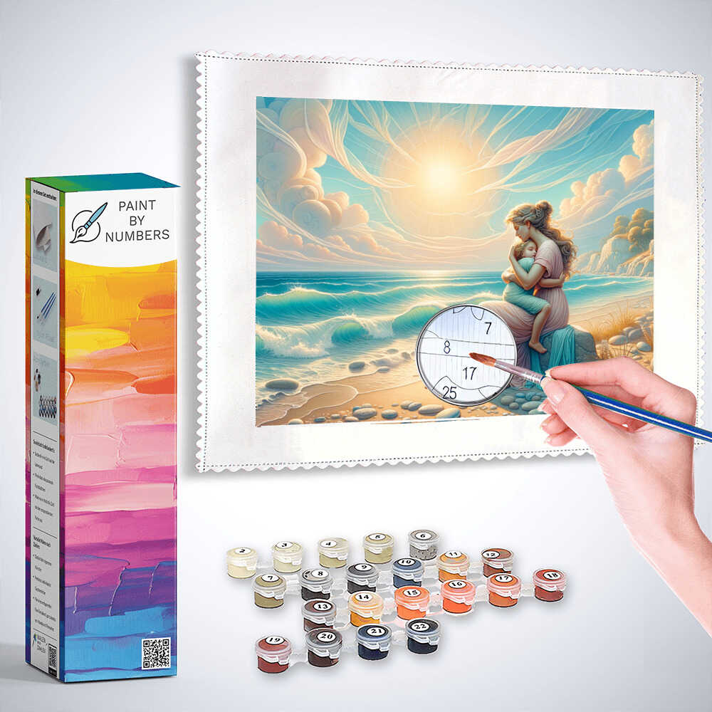 Mother with child, sea - Paint by Numbers