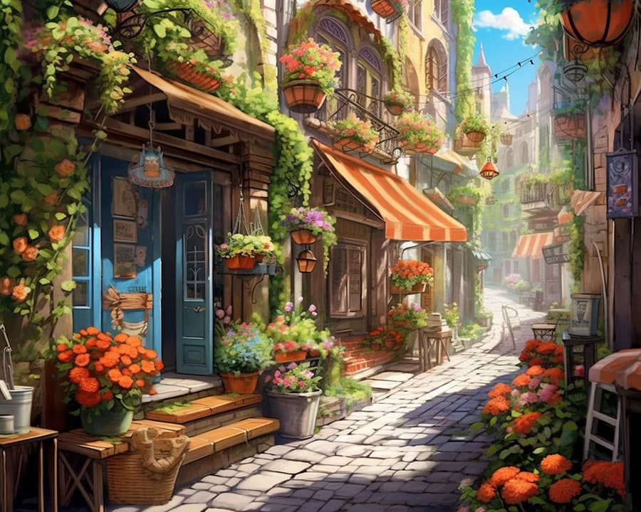 Lantern, living alley - Paint by Numbers
