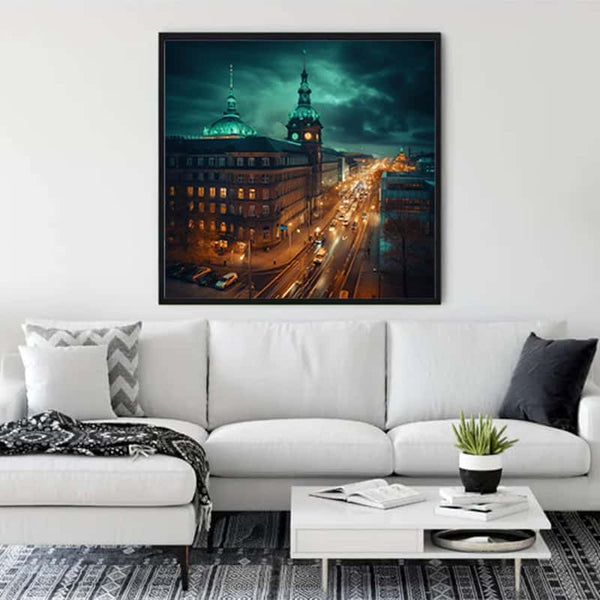 Diamond Painting of Hamburg Sideway displayed in a stylish living room, part of our Paint by Numbers kit series.
