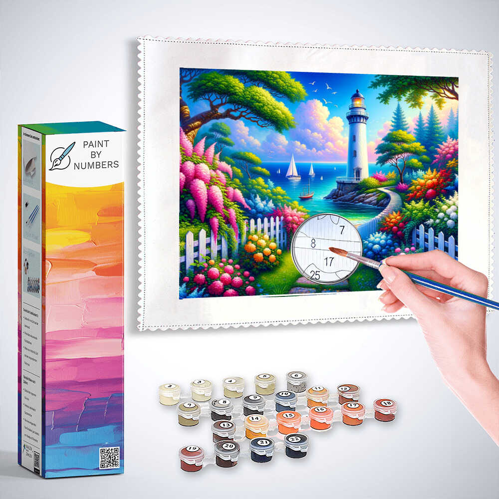 Paint by Numbers - Lighthouse, garden
