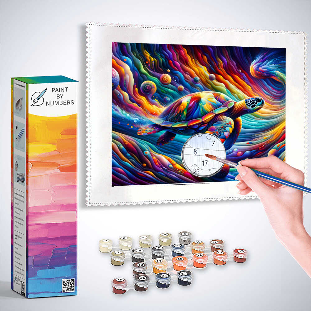 Paint by Numbers - Turtle, colorful and abstract