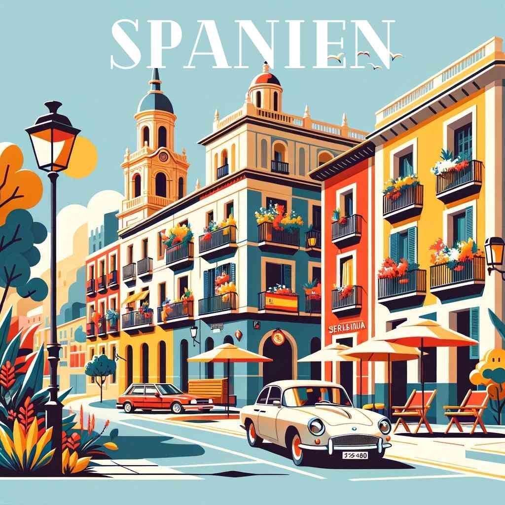 Paint by Numbers - Mediterranean Joy of Life, colorful Mediterranean cityscape with flower balconies, street lamps, classic car, and vibrant facades