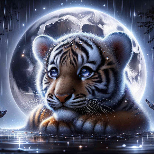 Paint by Numbers - Tiger baby, moon