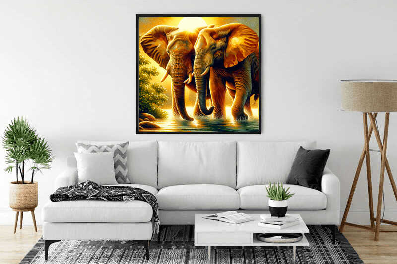 Paint by Numbers - Elephant Couple Africa