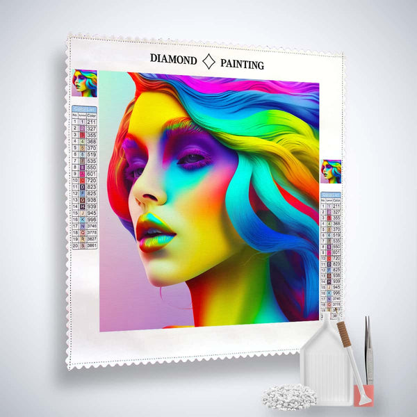 AB Diamond Painting - Bunte Frau komplett - gedruckt in Ultra-HD - AB Diamond, Menschen, Neu eingetroffen, Quadratisch