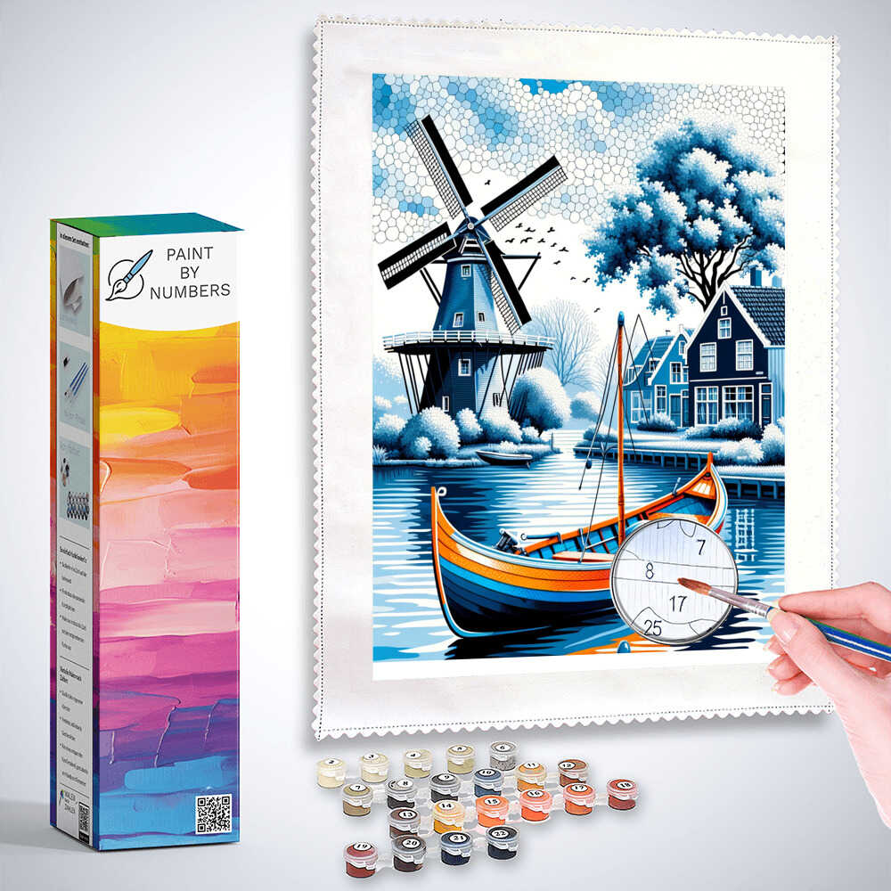 Paint by Numbers - Windmill and Boat
