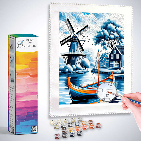 Paint by Numbers - Windmill and Boat