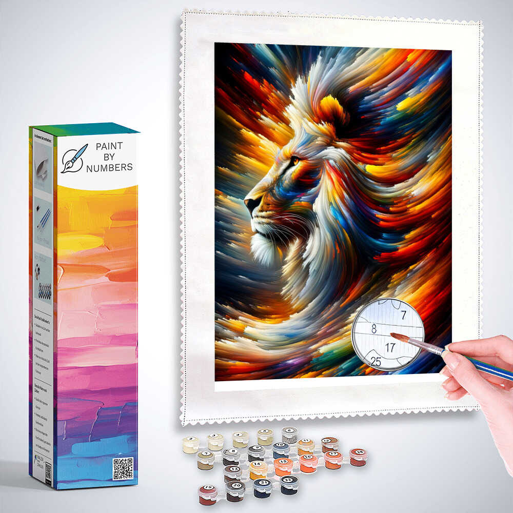 Lion, sideways Abstract - Paint by Numbers