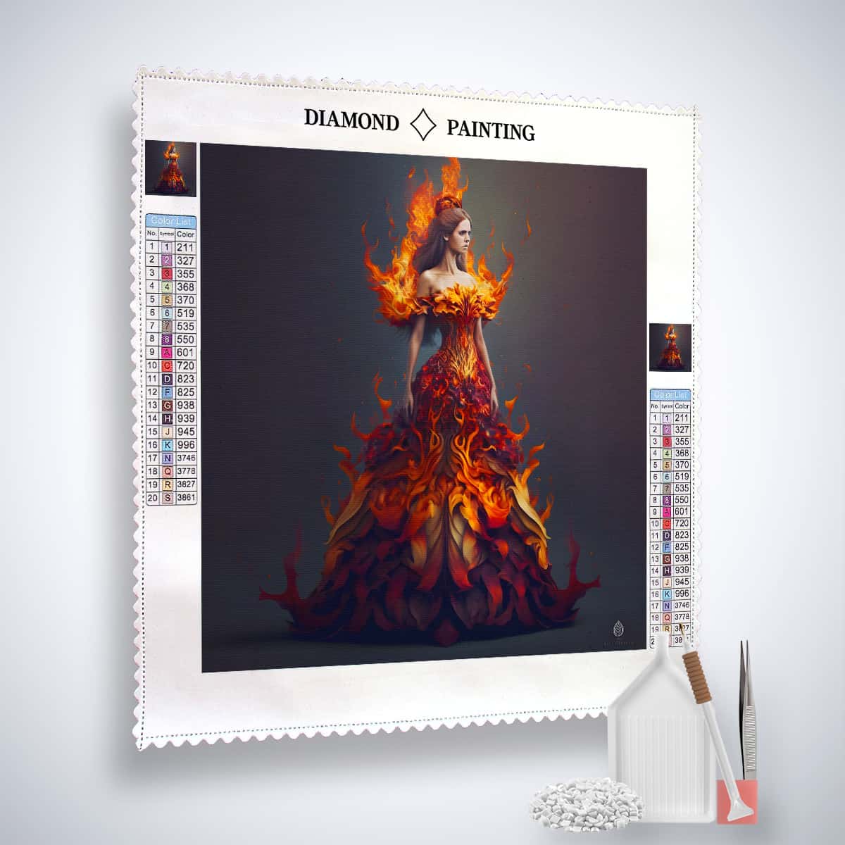 Diamond Painting - Feuerkleid Frau - gedruckt in Ultra-HD - Abstrakt, Menschen, Neu eingetroffen, Quadratisch