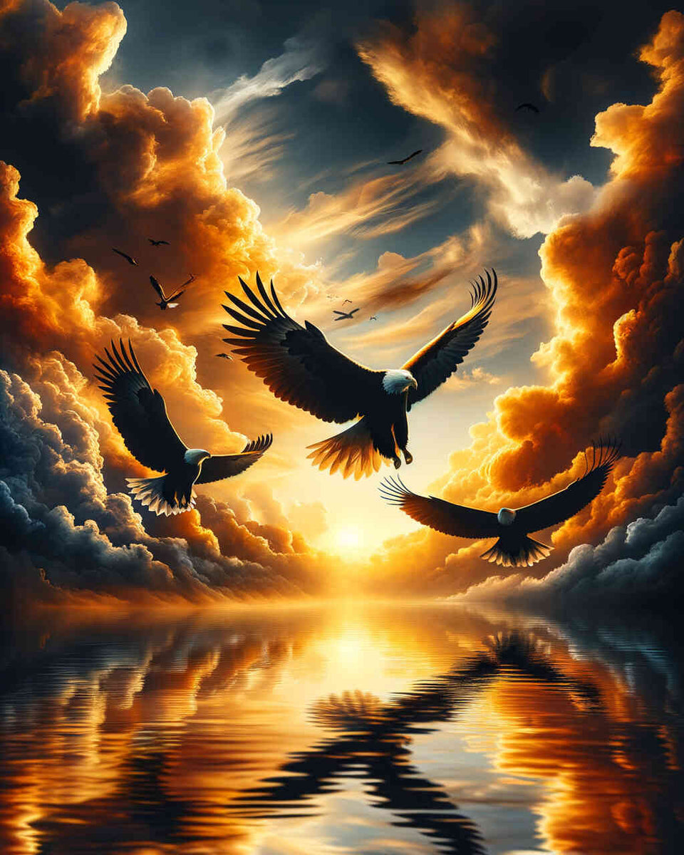 Paint by Numbers - Three eagles in flight