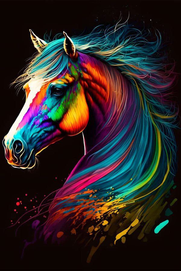 Malen nach Zahlen - Pferd seitlich bunt - hochwertige Leinwand - 170523, Neu eingetroffen, Pferd, Tiere, Vertikal