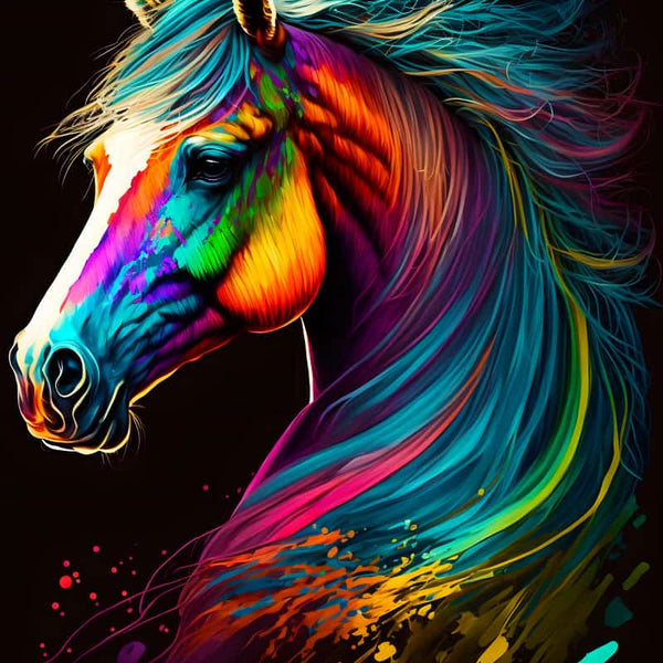 Colorful Horse Diamond Painting Kit - Sparkling Paint by Numbers Art on Professional Canvas