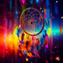 Dream catcher with vibrant colors and lights, featured in a diamond painting kit, perfect for Paint by Numbers art projects