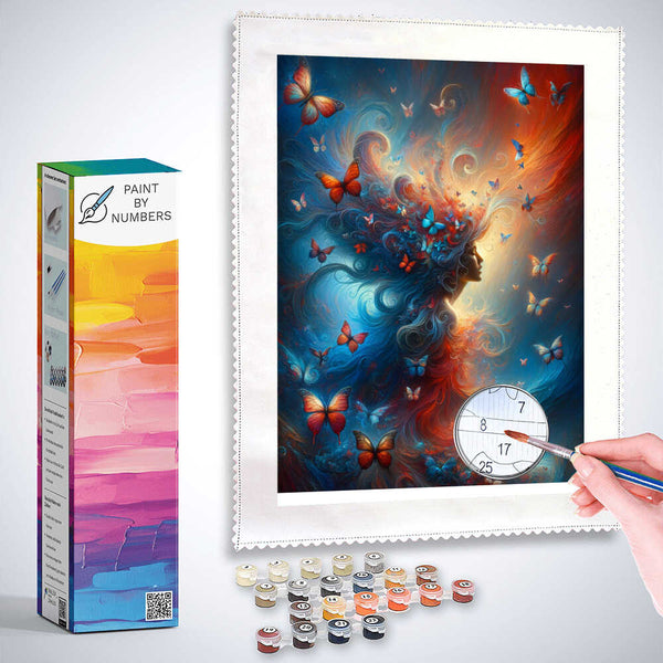 Paint by Numbers - Painted woman with butterflies