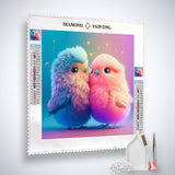 Diamond Painting Kit with Colorful Love Birds on Canvas, Paint by Numbers Fun