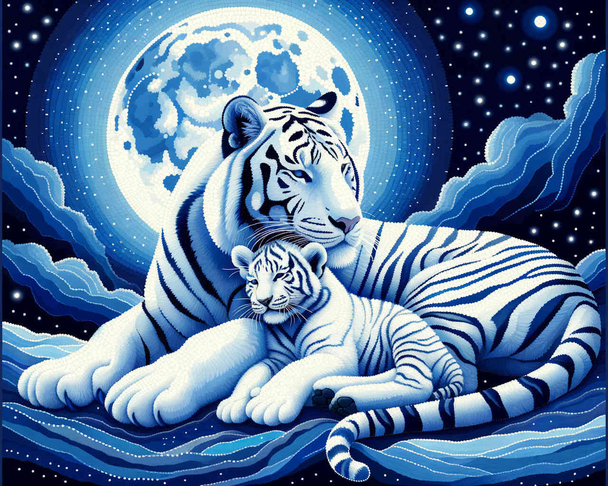 Paint by Numbers - Cuddly white tiger
