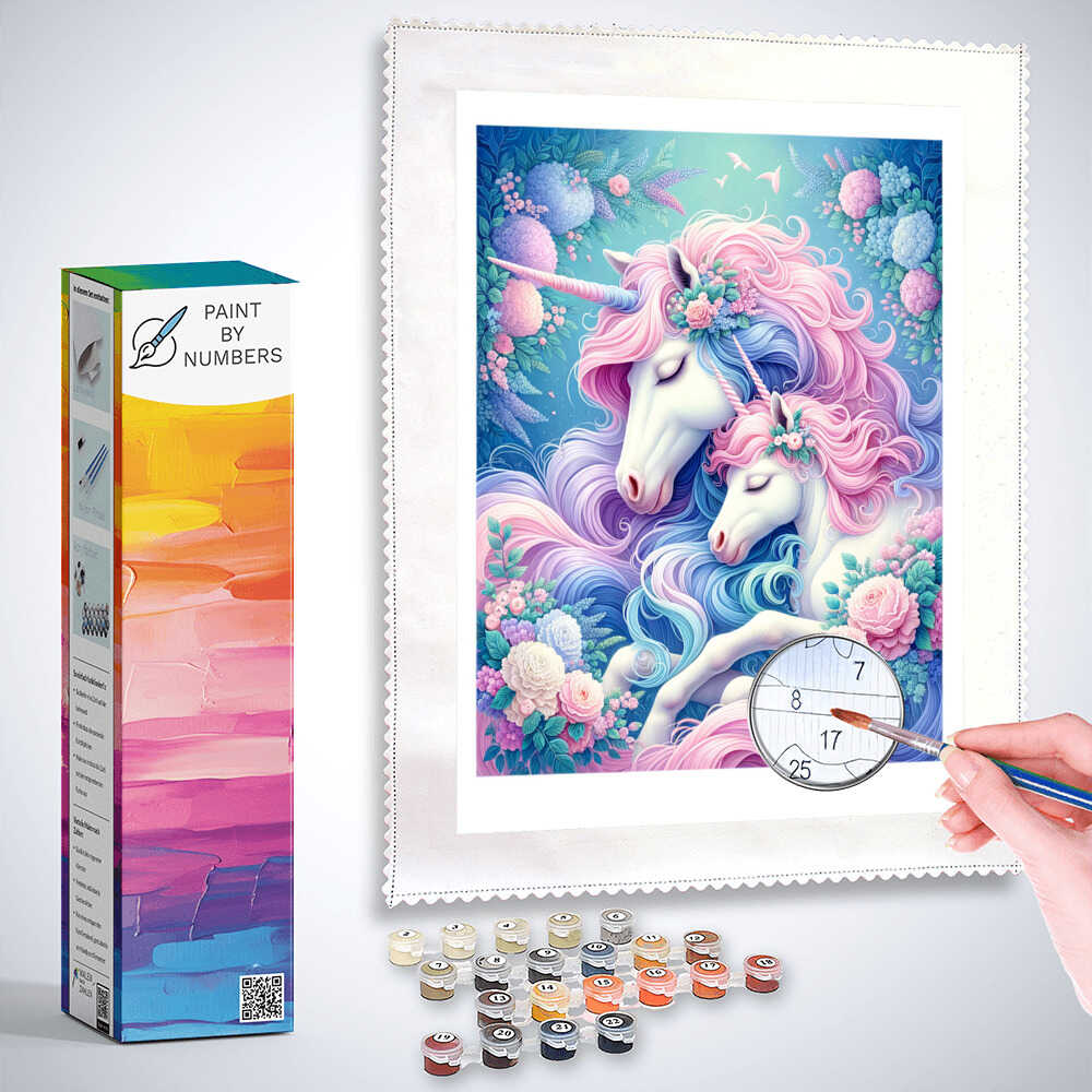Paint by Numbers - Unicorn, mother and daughter