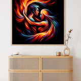 Paint by Numbers - Abstract art of two faces merging with fiery tones and cool shades, symbolizing passion and calm.