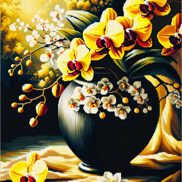 Paint by Numbers - Orchid, yellow in vase