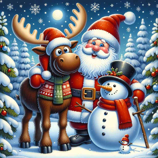 Paint by Numbers - Merry Christmas Elk and Snowman