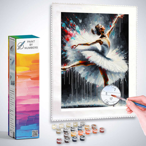 Paint by Numbers - Dancing Ballerina in White Tutu