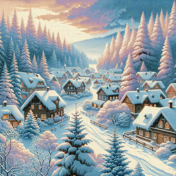 Paint by Numbers - Winter city in the forest